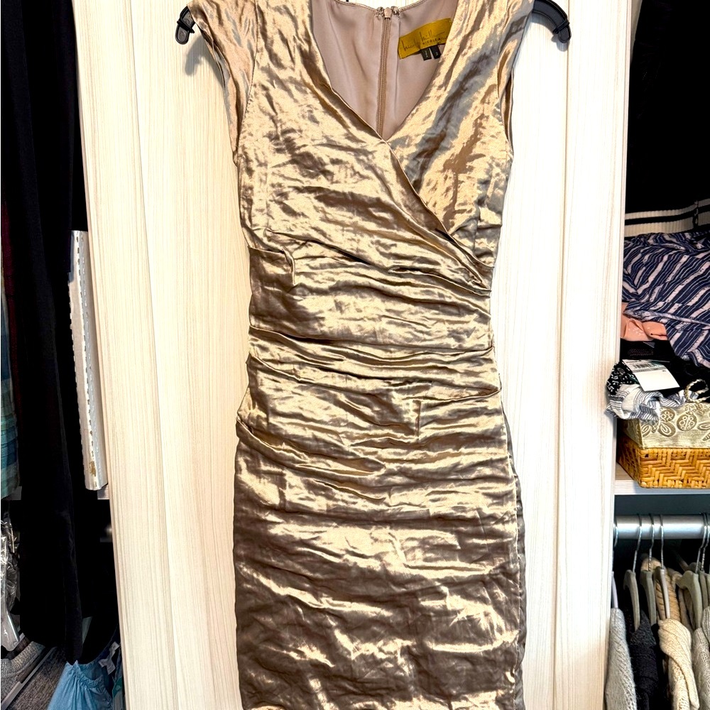 Nicole Miller Tan Mini Dress Elegant and Stylish. PRICE DROP